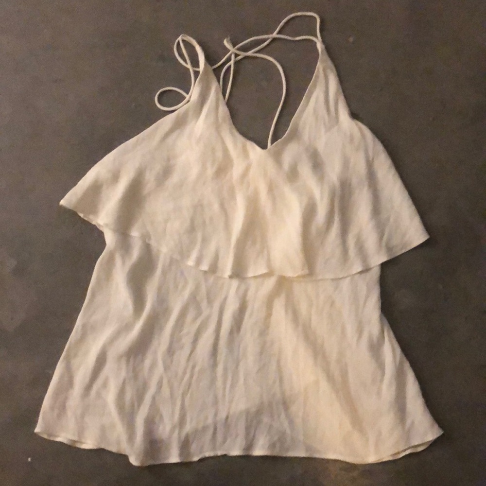 Strappy layered white tank top